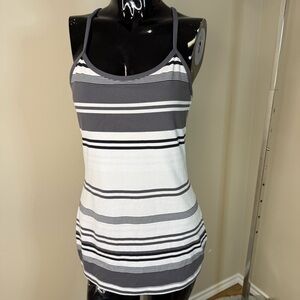 Lululemon Cool Racerback Bra Tank Parallel Stripe Gray/Black/White Size 8